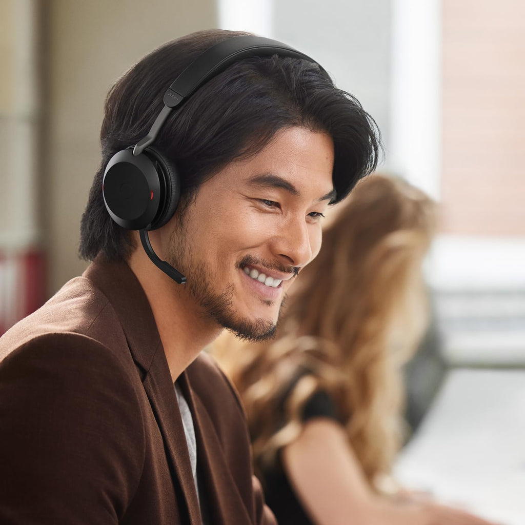 Jabra Evolve2 75 PC Wireless Headset with 8-Microphone Technology - Dual Foam Stereo Headphones with Advanced Active Noise Cancelling, USB-A Bluetooth Adapter and MS Teams-Compatibility - Black