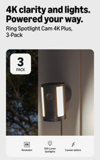 Ring Spotlight Cam 4K Plus, Battery, Retinal 4K, Easy DIY install, Motion-Activated Spotlights, Home or business security, White