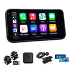 A-ONE Pro Motorcycle Wireless Navigation Projection with Ultra-Bright QLED 6.1” Touchscreen Display, Dual 1080P Cameras, CarPlay & Android Auto System, GPS Tracking, IP67 Waterproof