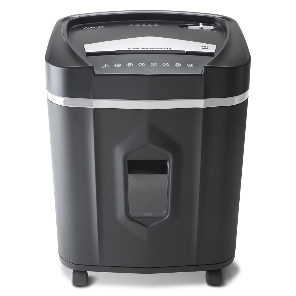 Aurora Professional Grade 120-Sheet Auto Feed Micro-Cut Paper and Credit Card Shredder with 5 Gallon Pullout Basket / 30 Minutes/Security Level P-4 (White/Black)