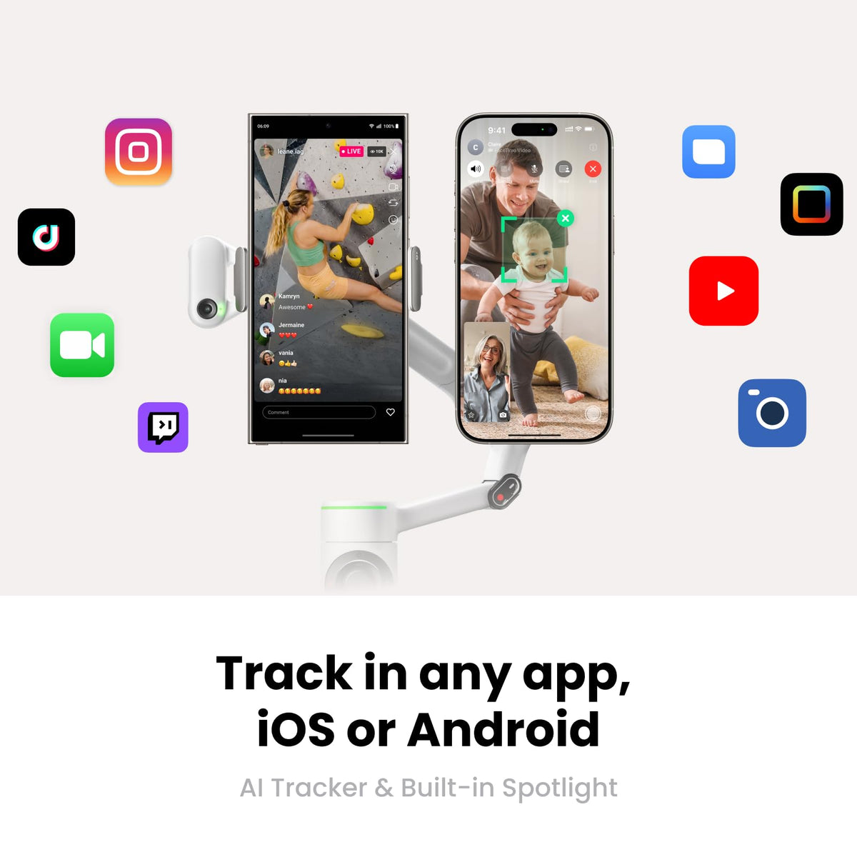 Insta360 Flow 2 Pro Grey - Foldable AI Phone Gimbal, Track in 200+ Apps with Apple DockKit, Multi-Person Tracking, 360º Pan Tracking, Built-in Tripod/Selfie Stick, iPhone/Android Portable Stabilizer