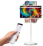27" Portable Smart Touchscreen Tablet TV on Wheels, Android 15 OS Mobile Smart Display with Google EDLA Certification, 6GB+128GB, Built-in Battery, 4K Camera, Wireless Casting, Rotating Rolling Stand