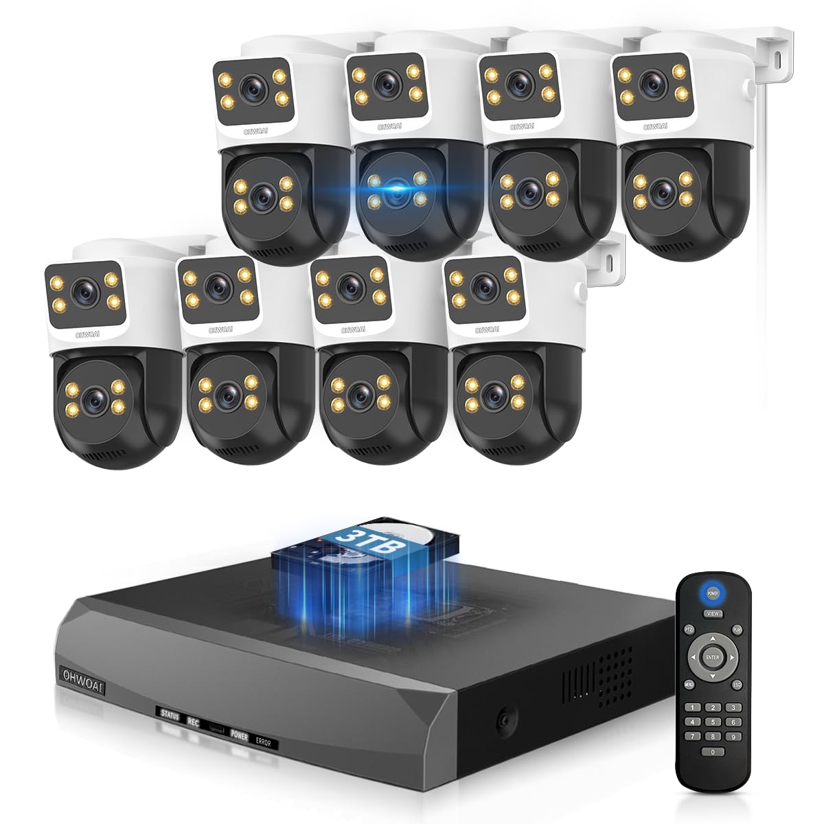 4K PoE Security Camera System Outdoor, PTZ Wired Video Surveillance Systems