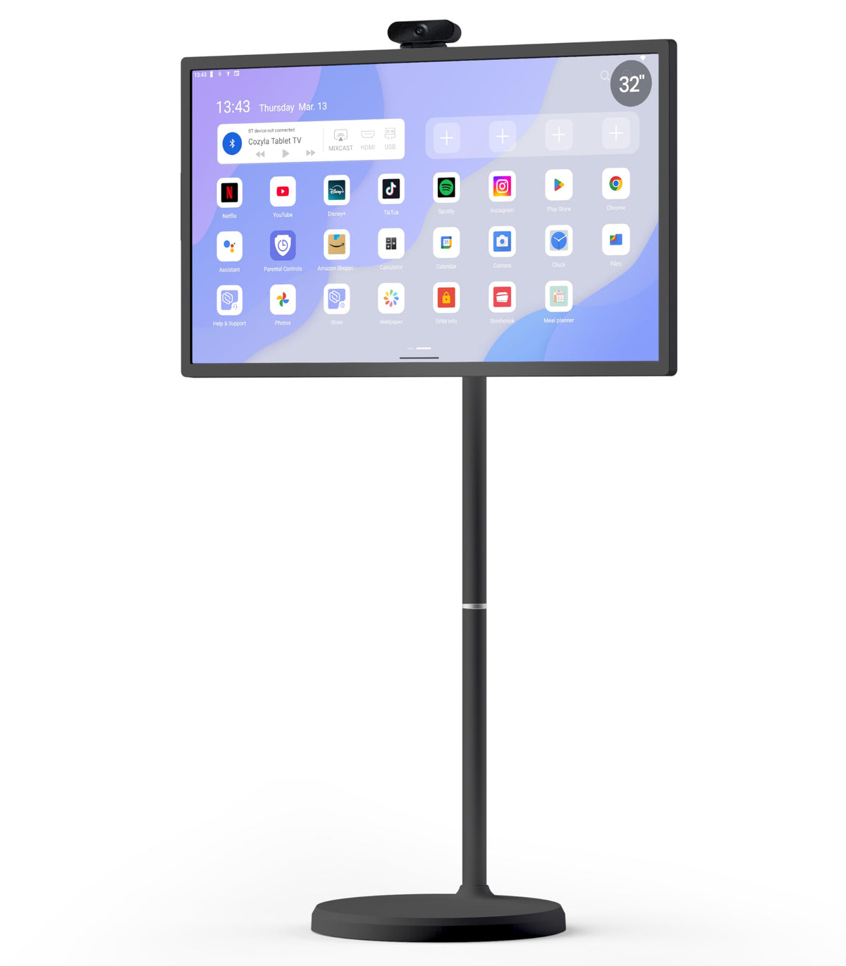 Cozyla Tablet TV: 32" Smart Portable TV on Wheels with Google Play Store