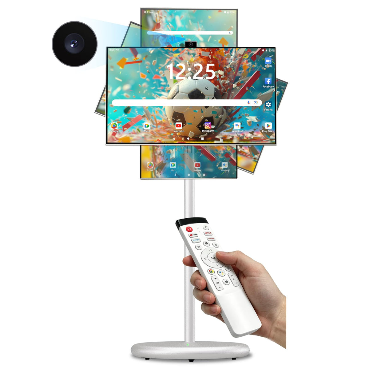 OFD 21.5" Gen2 Portable TV on Wheels,Touchscreen & Rolling Stand,Android 15