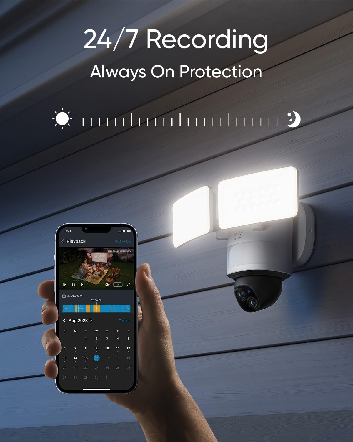 eufy Security Floodlight Camera E340, Dual-Lens, 360° Coverage, 8X Zoom