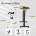 farexon 48 x 24 inch Standing Desk Electric Adjustable Height with Power Outlets, Stand up Desk with Wheels, Preset Heights Home Office Gaming Computer Workstations Table（Oak