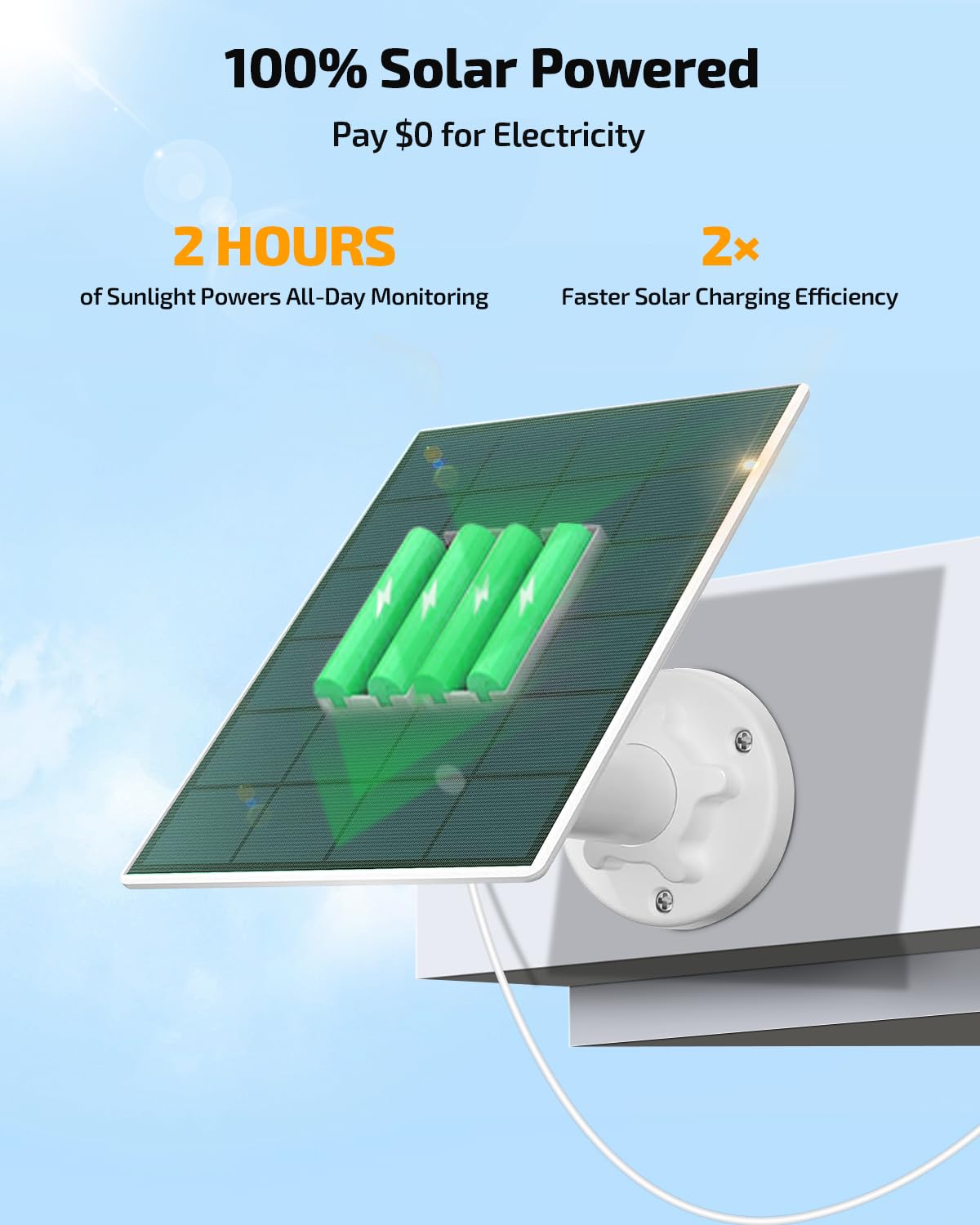 Solar Powered Wireless Security Camera System, Outdoor PTZ Surveillance Kit