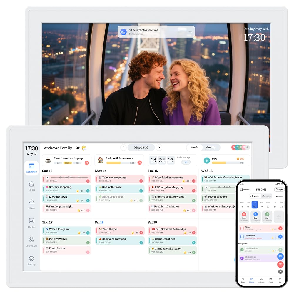 15.6" Large Digital Calendar with IPS Touch Screen - Smart Electronic Calendar & Planner, Sync & Custom Alerts, Ideal Home Office Management Tool