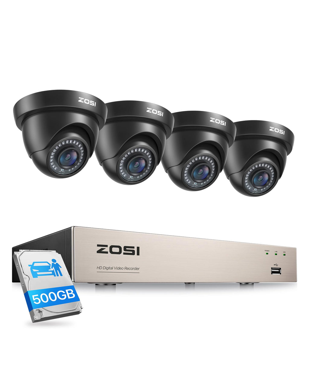 ZOSI 16CH Wired Security Camera System, 16X 1080P Surveillance Cam, 2TB HDD