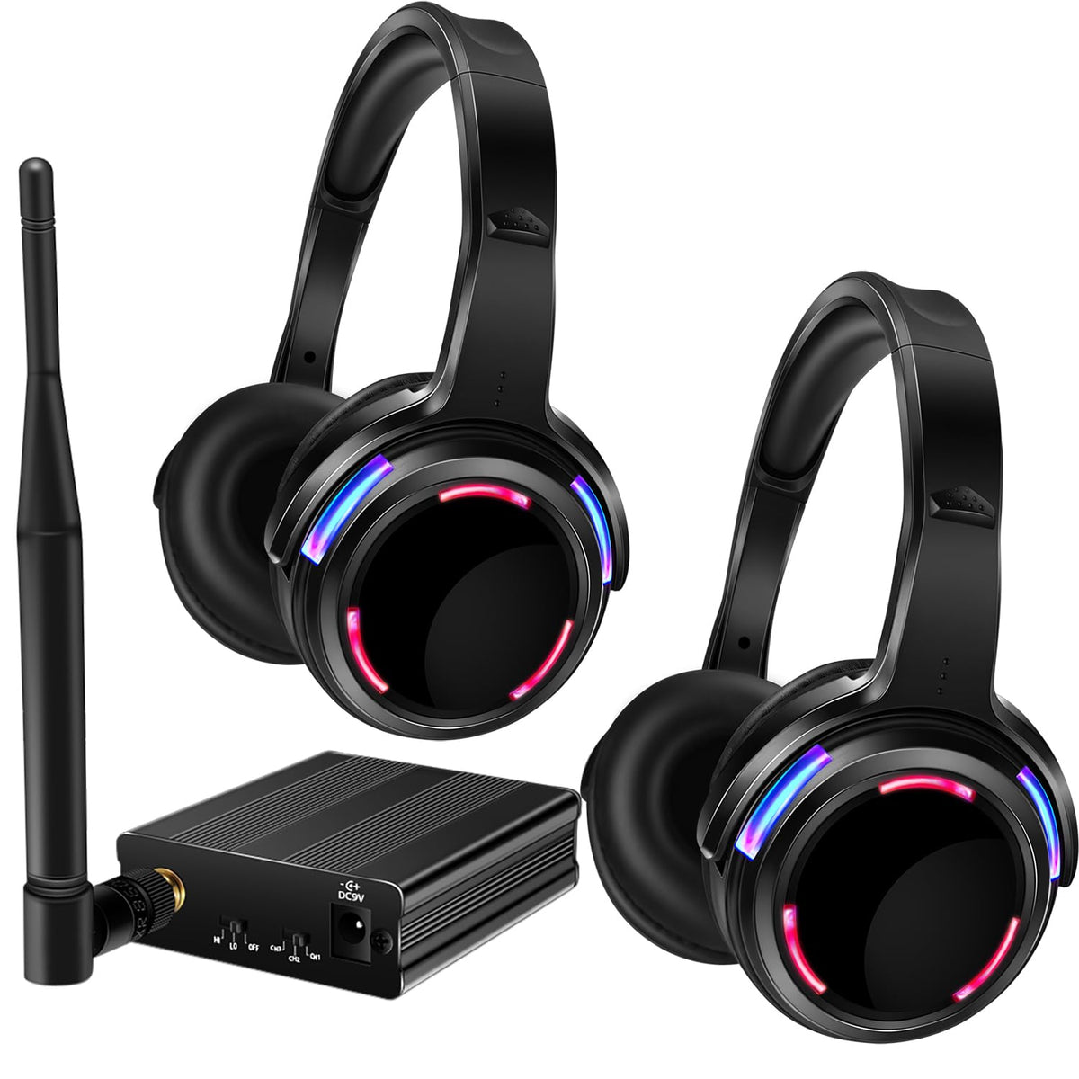 Professional Silent Disco LED Wireless Headphones and RF LED Silent Disco Earphones for iPod MP3 DJ Music Pary Club (20 led Headphone + 1 Transmitter)
