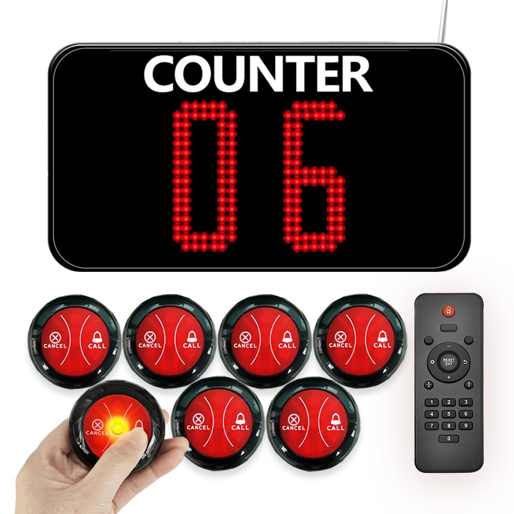 Take a Number System Wireless Queue Call System Show 2-Digit Counter Number for 10-Line Cashier Bank Window Doctor Room Supermarket Office Interview (C12+A2 1+10)