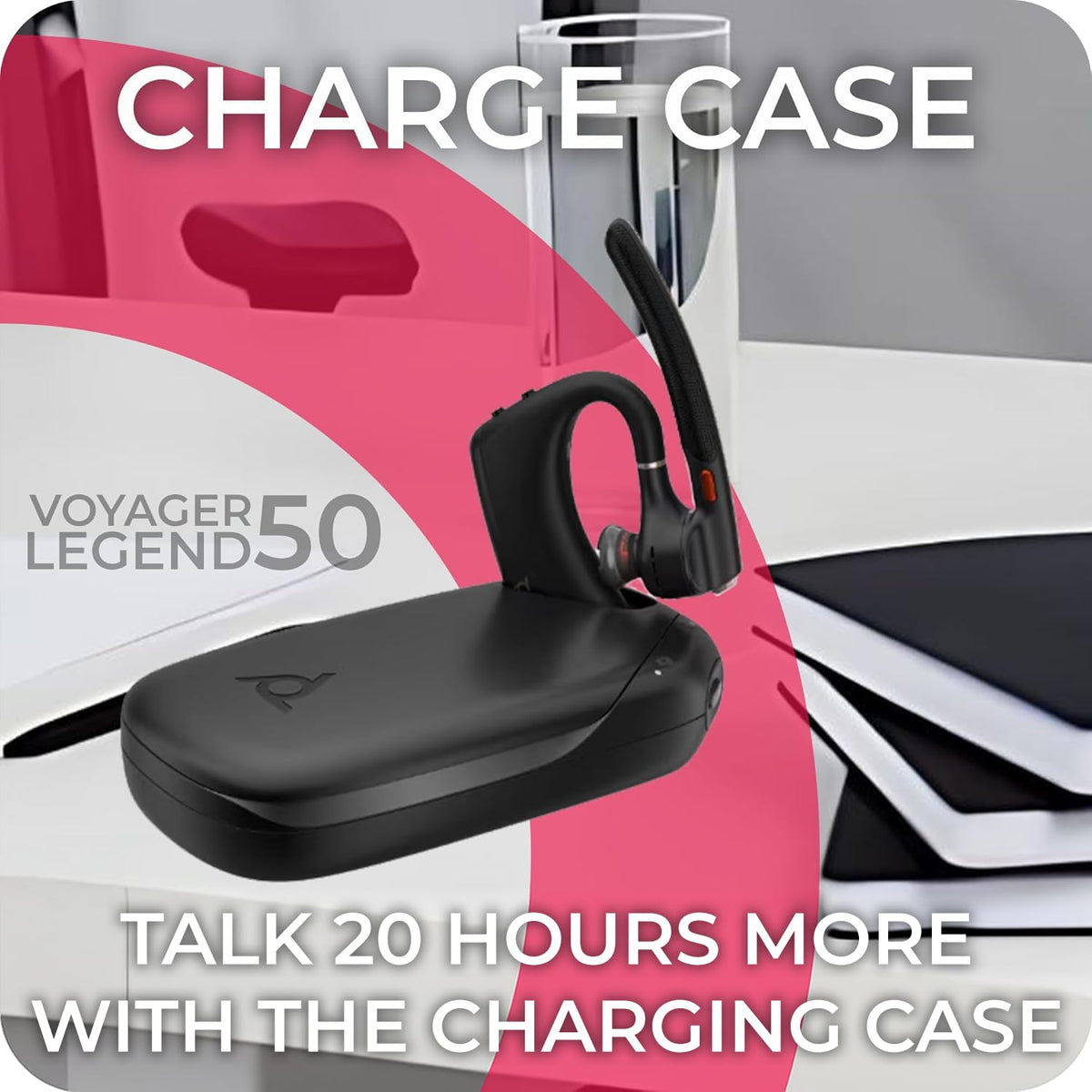 Poly Voyager Legend 50 UC Bluetooth Headset, Charging Case, AI-Powered Noise Cancellation, 4Mic WindSmart Tech, 10-Hr Battery, 98 ft Wireless Range, Multipoint Connectivity, Voice Assistant, GTW Cloth