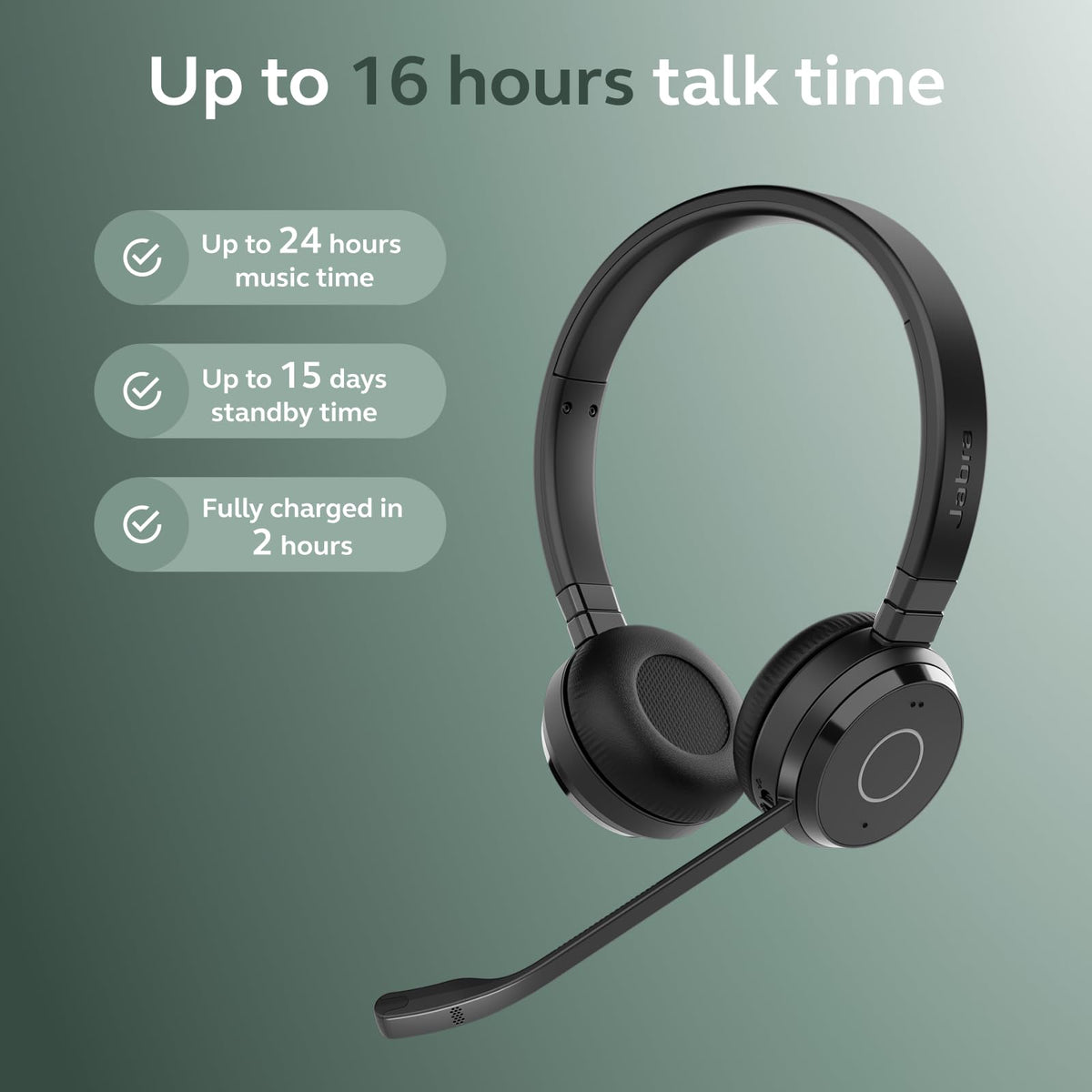 Jabra Evolve 65 TE (Third Edition) Wireless Headset with Mic, Black