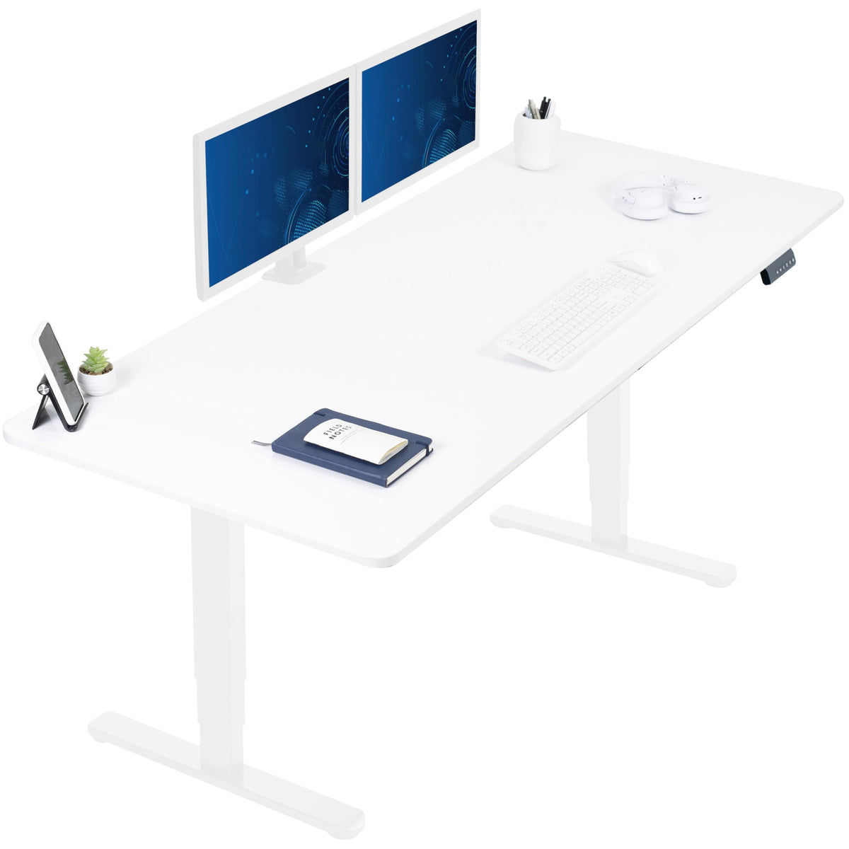VIVO Electric Dual Motor Standing Desk, 71" x 30" Dark Walnut Top