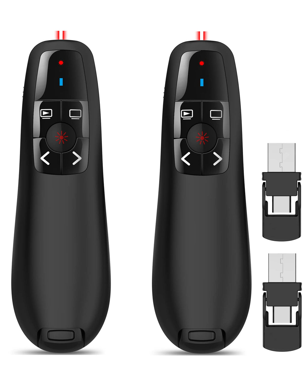 Wireless PowerPoint Remote Presentation Clicker: 30-Pack Presenter PPT Slide Advancer with Red Pointer | Plug & Play via USB | 100Ft Control Range | Ergonomic Design - Universal Compatibility