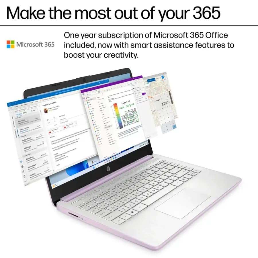 HP 14" Laptop Sleek Design for Studying and Collaboration, Intel Quad-Core N150(>N4120), 1 Year Office 365, 16GB RAM, 256GB Storage(128GB UFS + 128GB SD Card), Wi-Fi 6, Webcam, USB C, Win 11S