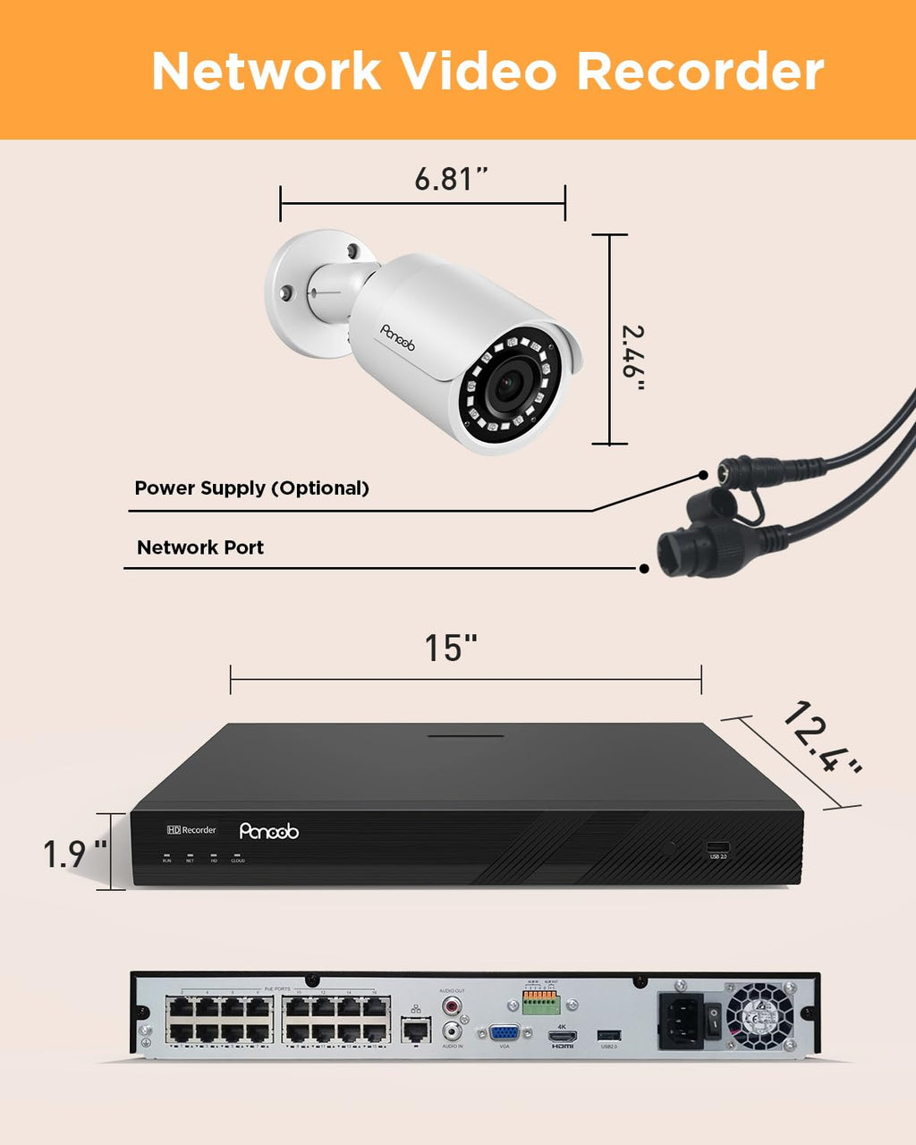 16 Camera Security System for Business with 4TB HDD, PB37F1616-5M