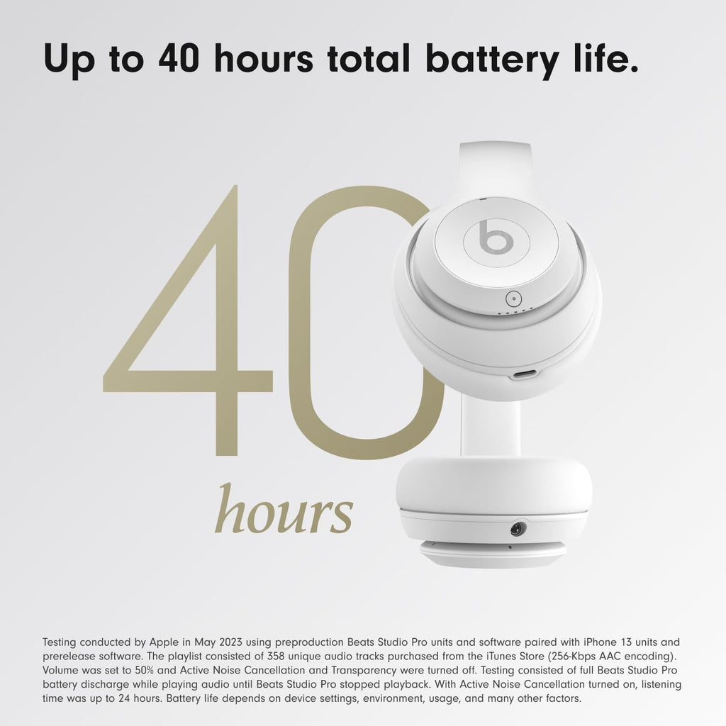 Beats Studio Pro - Wireless Bluetooth Noise Cancelling Headphones - Matte White (Renewed)