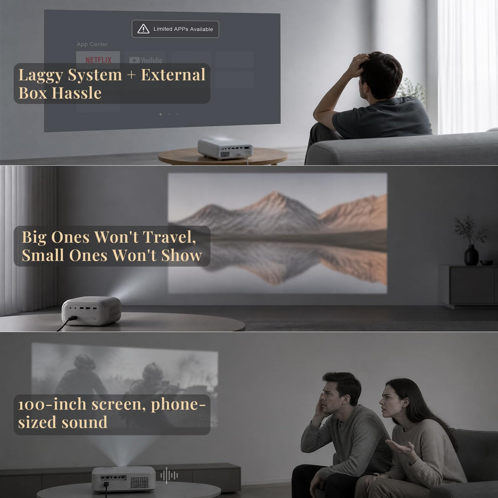 [Official Google TV & 5000 ANSI & Now with Netflix] 4K Smart Projector with WiFi and Bluetooth, Voice Control, XuanPad Black Portable Outdoor Movie Projector 4k, Dolby Audio, TOF Auto Focus & Keystone