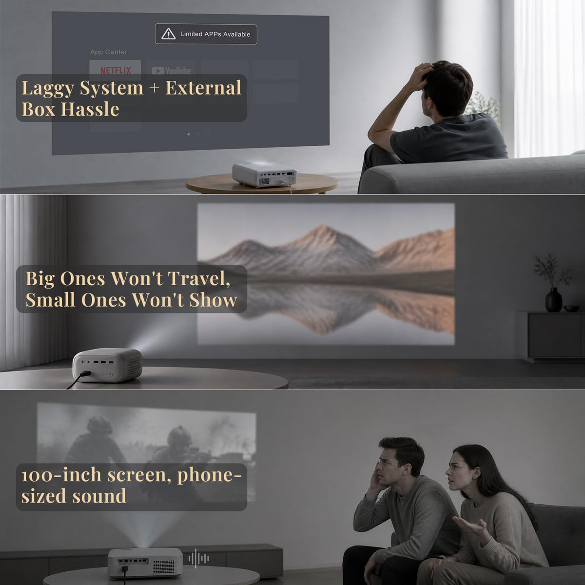 [Official Google TV & 5000 ANSI & Now with Netflix] 4K Smart Projector with WiFi and Bluetooth, Voice Control, XuanPad Black Portable Outdoor Movie Projector 4k, Dolby Audio, TOF Auto Focus & Keystone