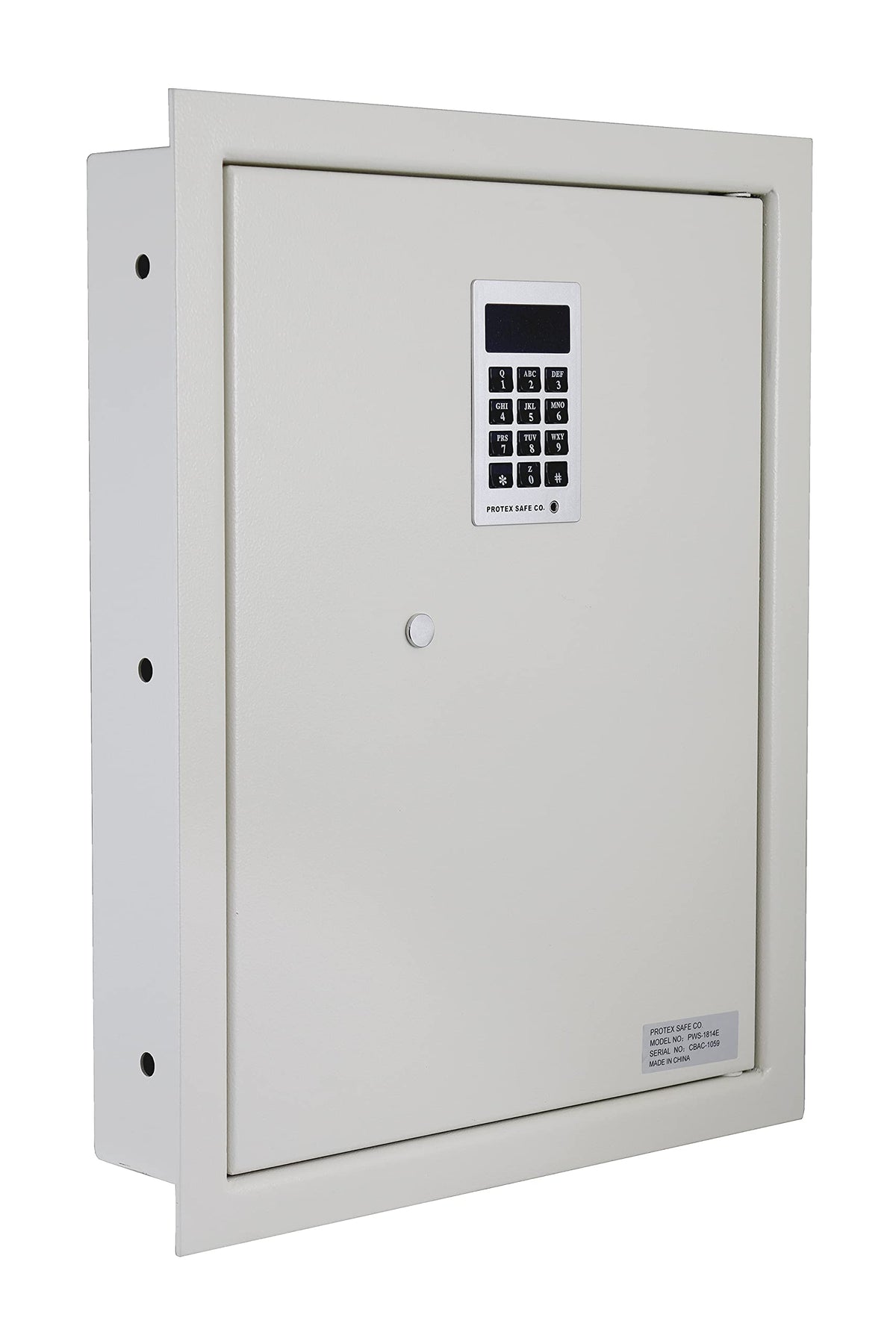 ProtexSafe Electronic Keypad Wall Safe (PWS-1814E)-Black, Burglary Resistant wall safe, digital electronic locking system, velvet interior, automatic door opening, 2 Removable shelves