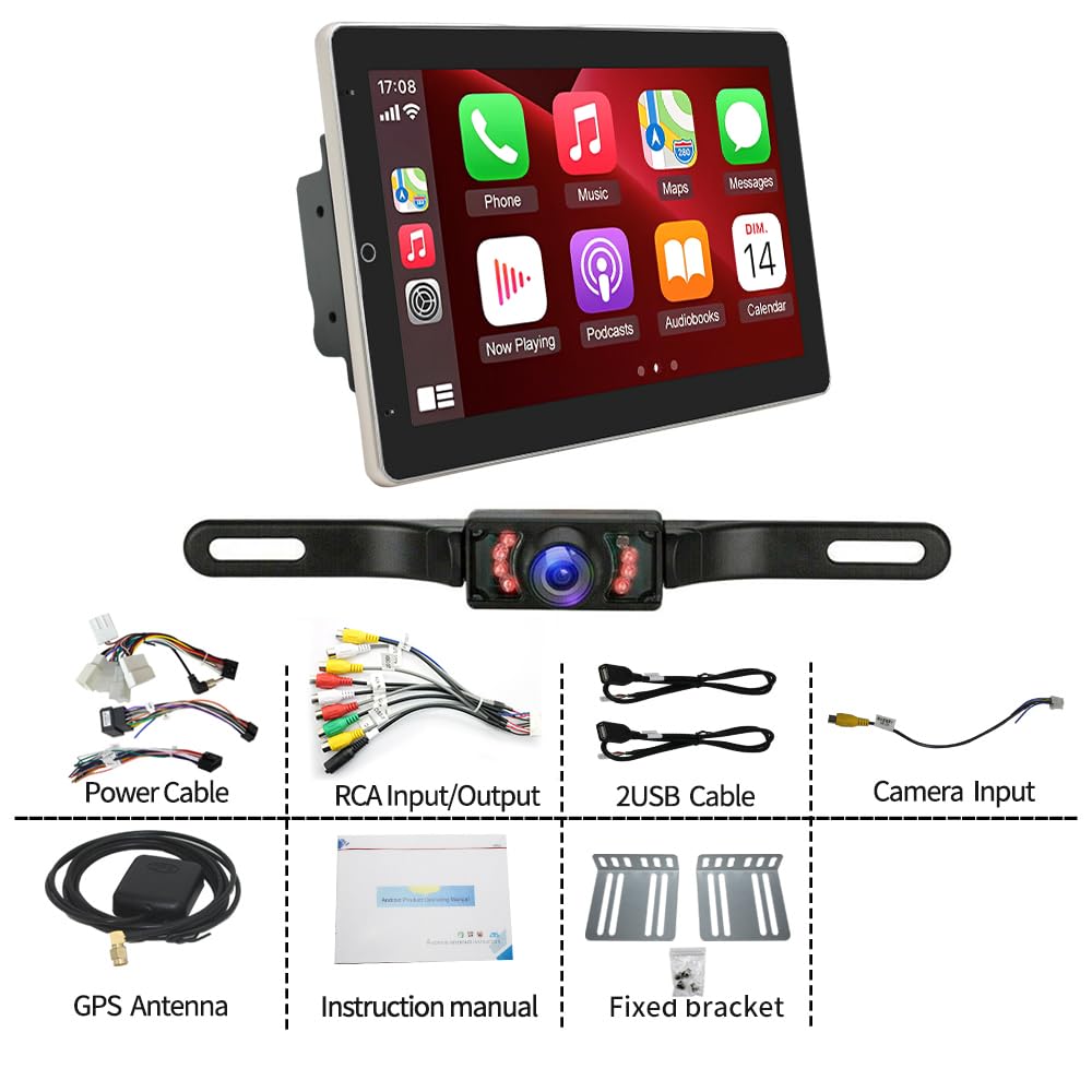 10.1'' Rotatable Double Din Car Stereo for GMC Terrain 2010 2011 2012-2017