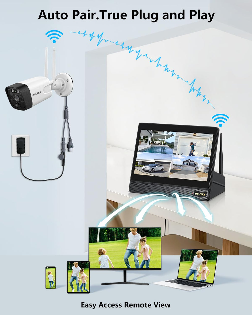5MP Outdoor Wireless Security Camera System 10" IPS Monitor NVR, 1TB HDD