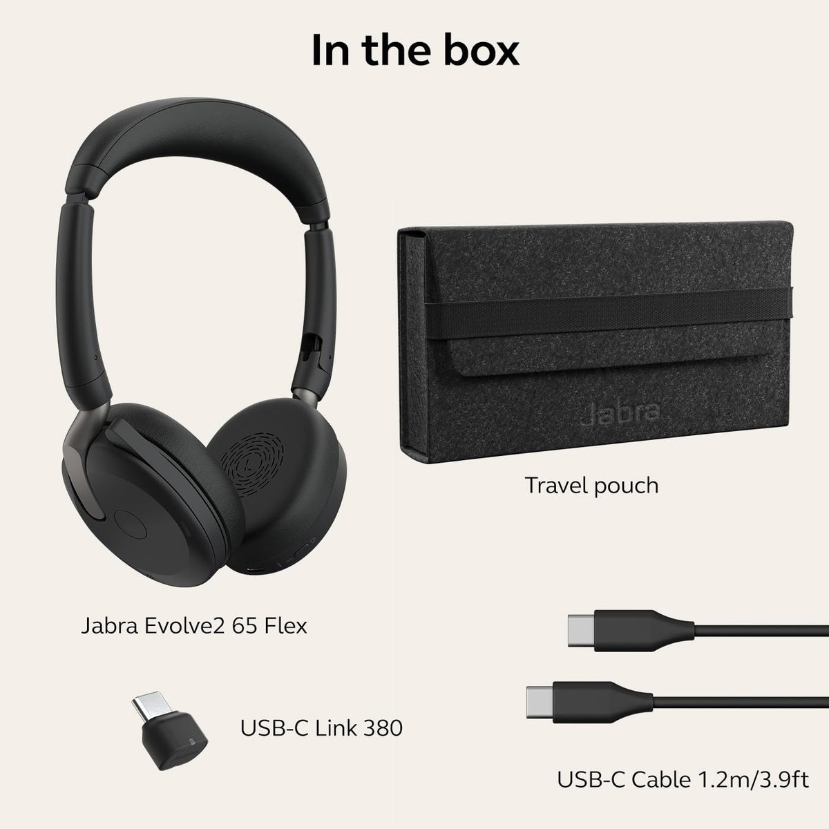 Jabra Evolve2 65 Flex Wireless Stereo Headset with Hybrid ANC, Black