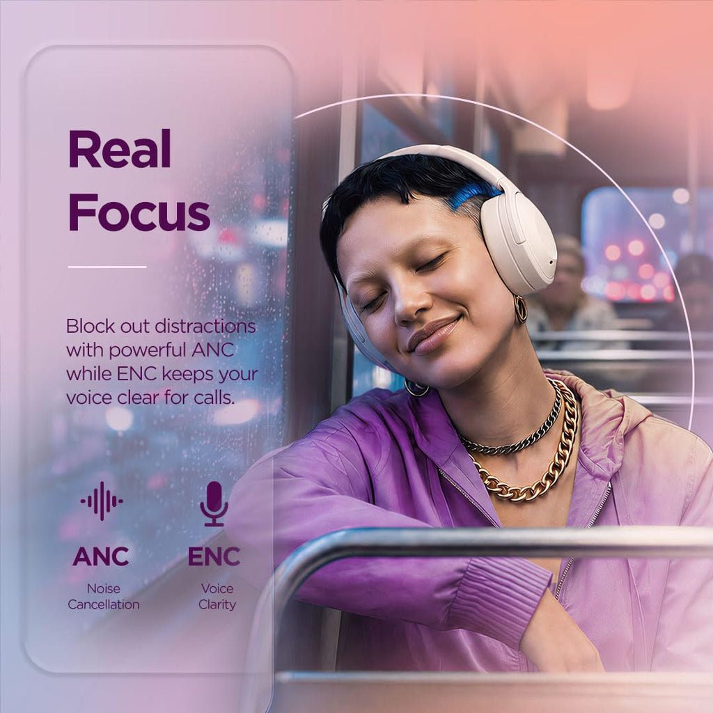 Lenovo Yoga PC Edition Over-Ear Wireless Headphones with Sound by Bose, Hybrid ANC Noise Cancellation, Bluetooth 5.3 Dual Device Connectivity, Touch Controls, 38-Hour Battery Life, Seashell