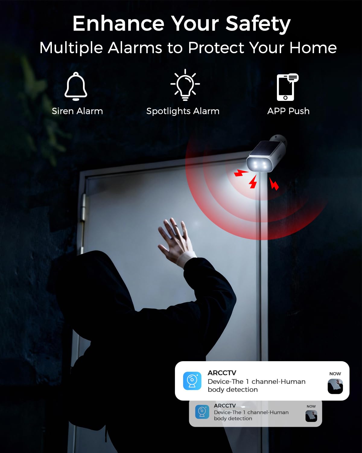 4MP Solar Security Cameras Wireless Outdoor, 64GB Local Storage