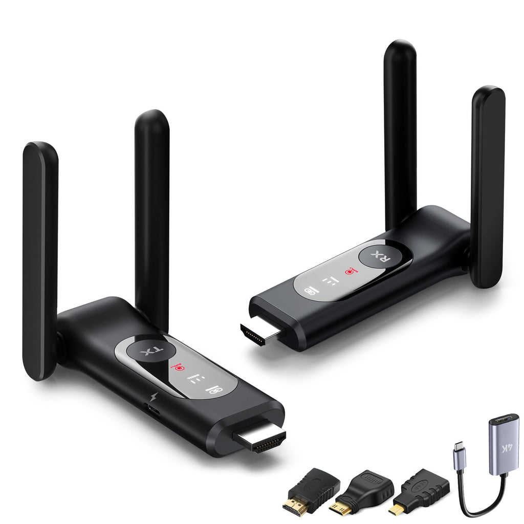 Wireless HDMI Transmitter and 2 Receiver,50M/165FT,LED Display,Up to 8 RXs