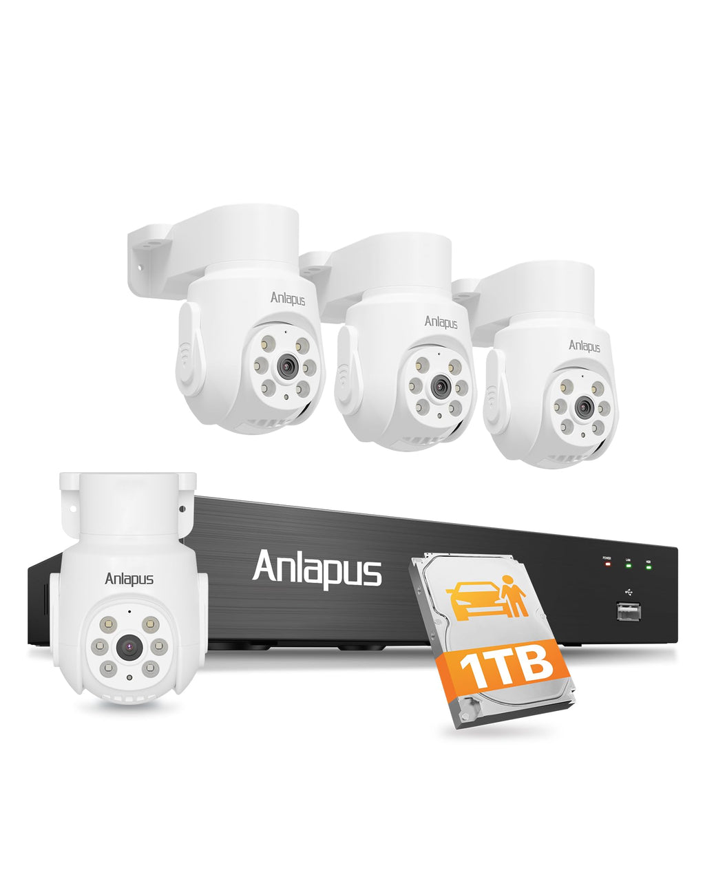 Anlapus 16CH 5MP Pan Tilt Security Camera System, 16X 3K Audio Cam, 3TB HDD