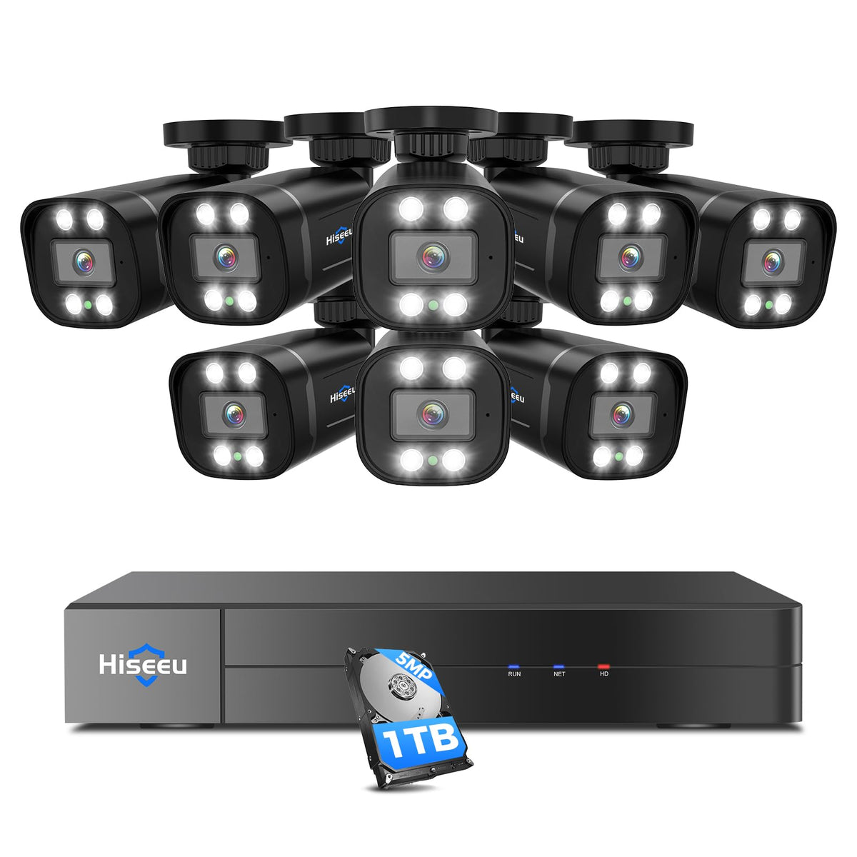 Hiseeu 4K PTZ Wired Security Camera System with 8 x 8MP CCTV Cameras