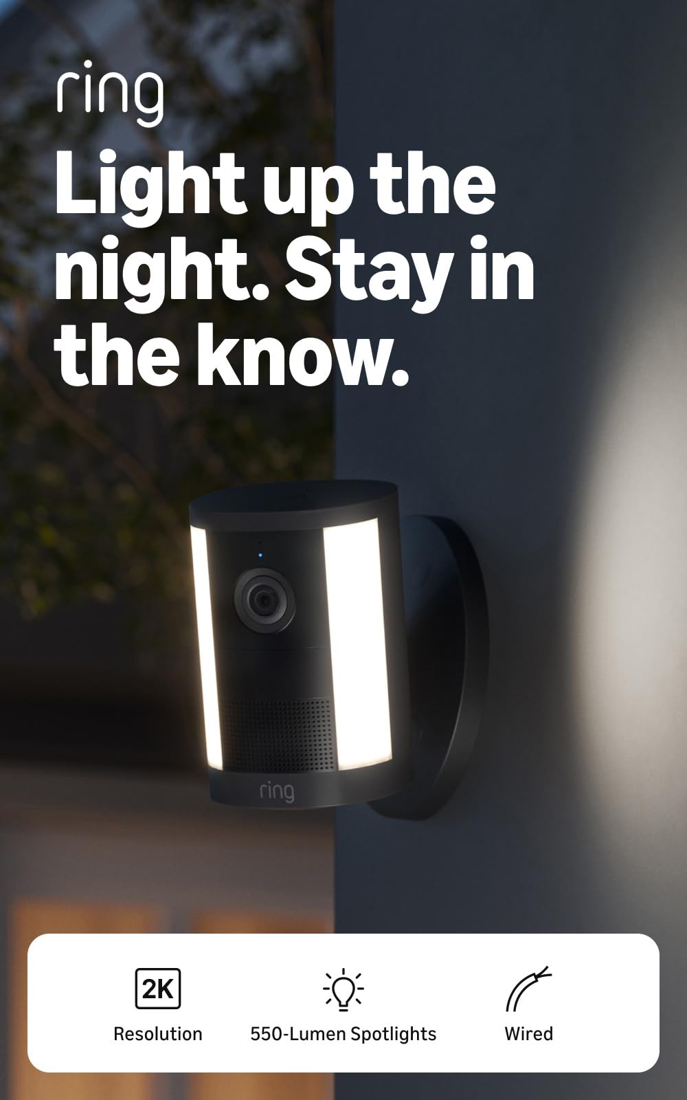 Ring Spotlight Cam 2K (newest model), Battery, Home or business security, Wide-Angle Retinal 2K Video, 6x Enhanced Zoom, Motion-Activated Spotlights, White