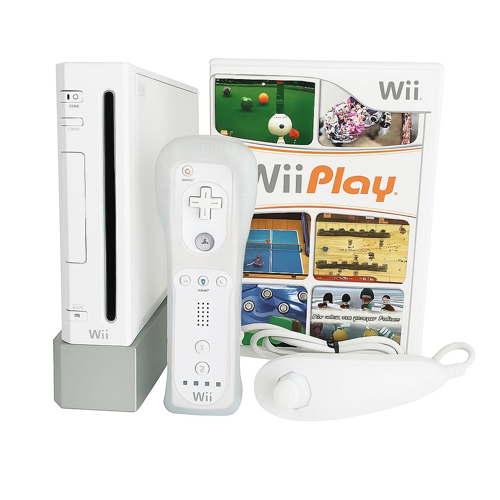 Wii Console Bundle (White) with Wii Play Game (2 Players) -Smart TV Ready (Renewed)