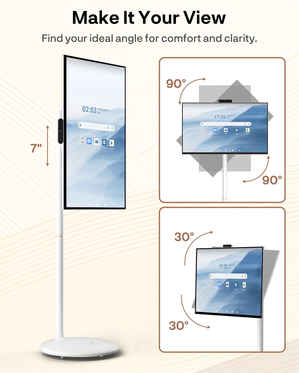 SYLVOX 27" Smart Rolling Display with Stand, Built-in 4-5H Battery