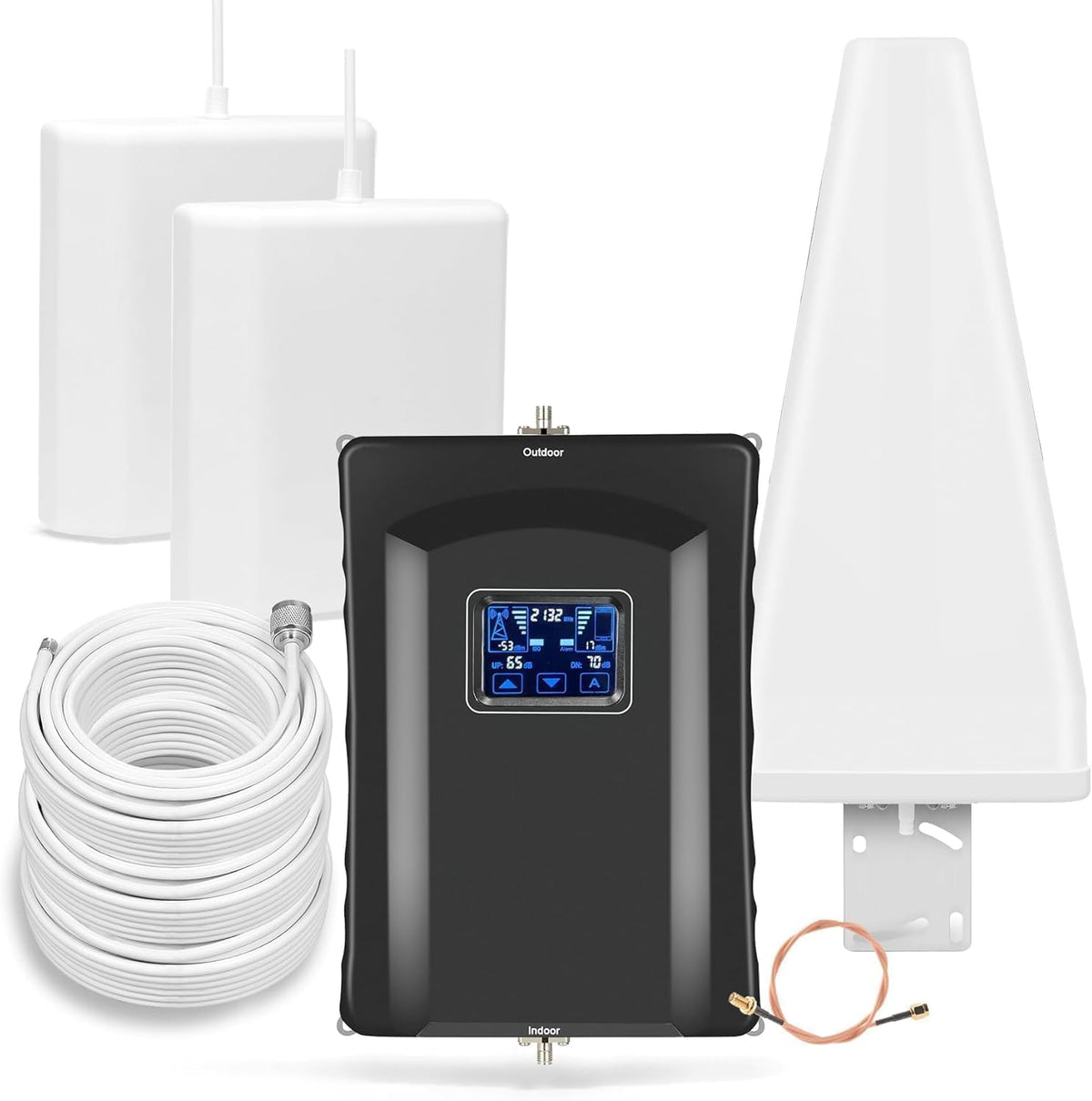 Cell Phone Booster All U.S Carriers | Boosts 5G 4G LTE 3G | Cell Phone Signal Booster for Home and Office | 2 Indoor Antennas Up to 8000 Sq.Ft | Touch Screen Display | FCC Approved