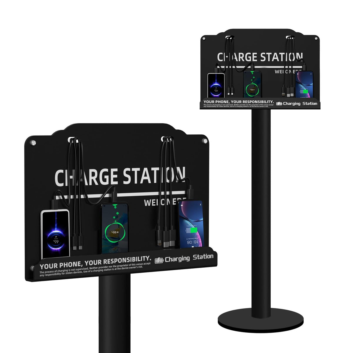 Floor Stand Cell Phone Charging Station Mobile Phone Charging Station | Fast Charging 8 Device | Compatible with Apple Tablets Android Port | Great for Offices Hotel Hospital Airport (White)