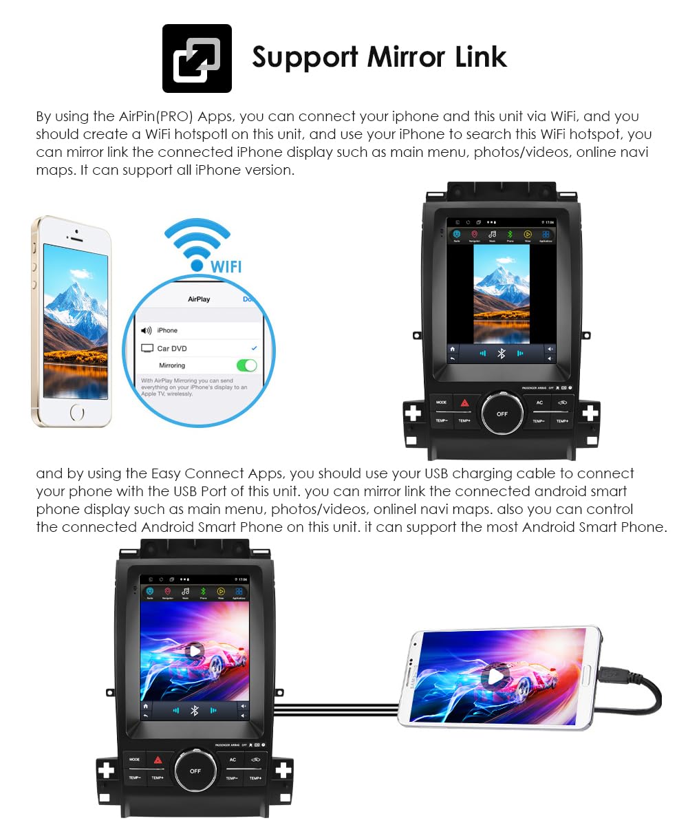 Android14 10.4 inch HD Touchscreen Car Radio Upgrade for Ford Taurus 2012-2016 Wireless Carplay | Android Auto 2G+64G WiFi GPS Navigation Bluetooth 5.0 FM,SWC,Car Tablet