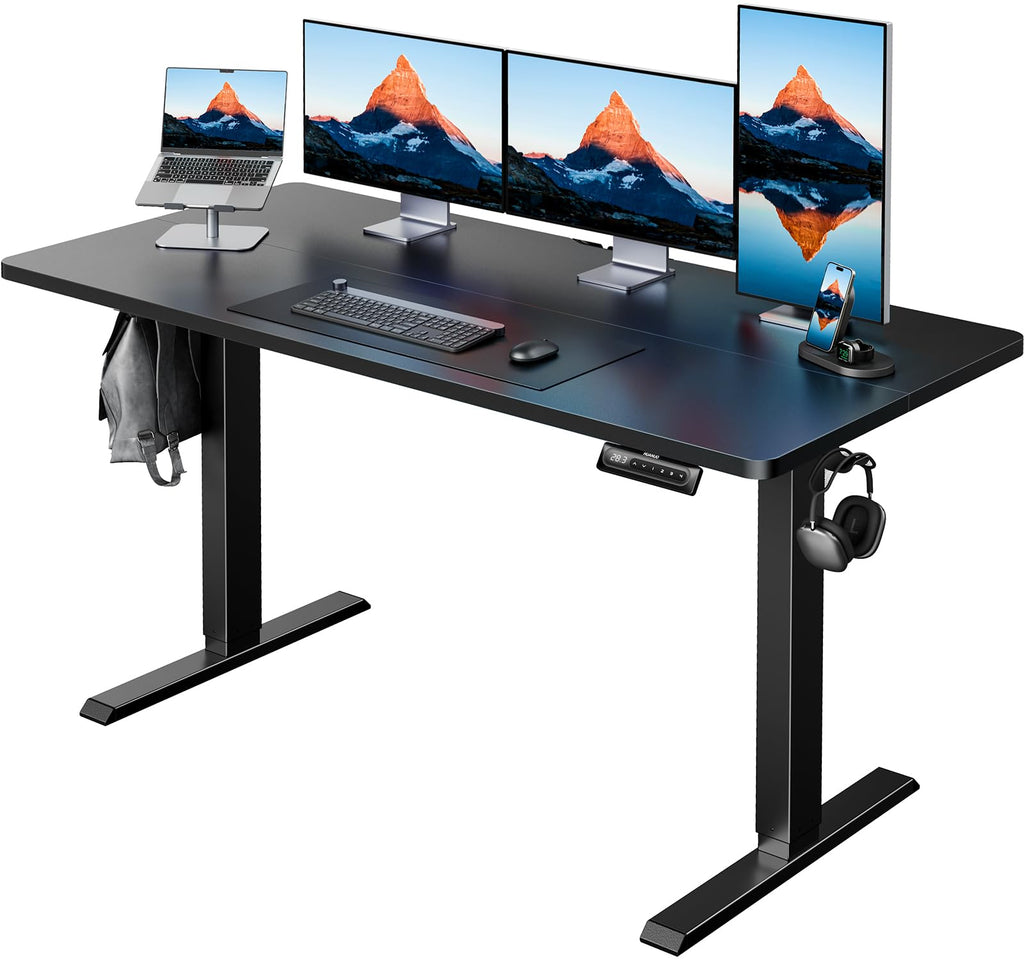 HUANUO 55x28 Inch Electric Standing Desk, Adjustable, Light Vintage Brown
