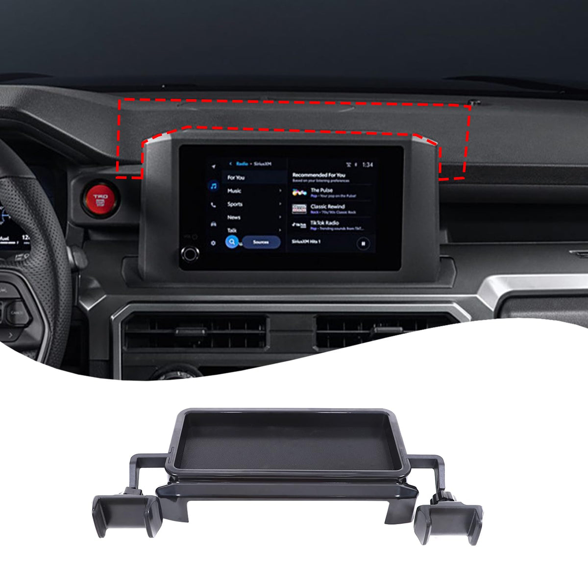 Lcojicep Car Phone Holder Mount Compatible with Toyot@ Tacoma 2024 2025 Car Central Control Phone Mount Dashboard Mobile Phone Holder with Storage Box Organizer Accessories (Style A)