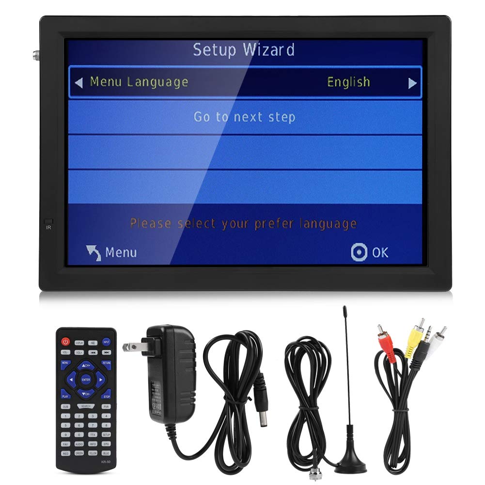 Small Digital TV, 14 Inch Digital Television Rechargeable ATSC TFT Portable TV HD Video Player 110-220V US for Home Car