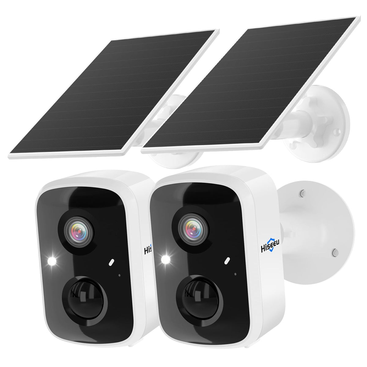 Hiseeu Solar Camera Security Outdoor, 4 Pack 100% Wireless 4MP WiFi Cameras