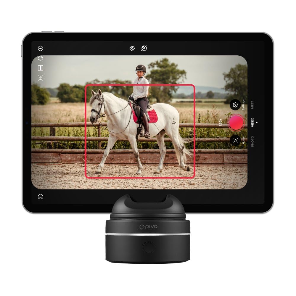 Pivo Equestrian Starter Pack Auto Tracking Phone Holder, Face, Body & Horse Tracker, 360° Rotation, 6 Speed, Stand for Video Recording (Black - Max Starter Pack)