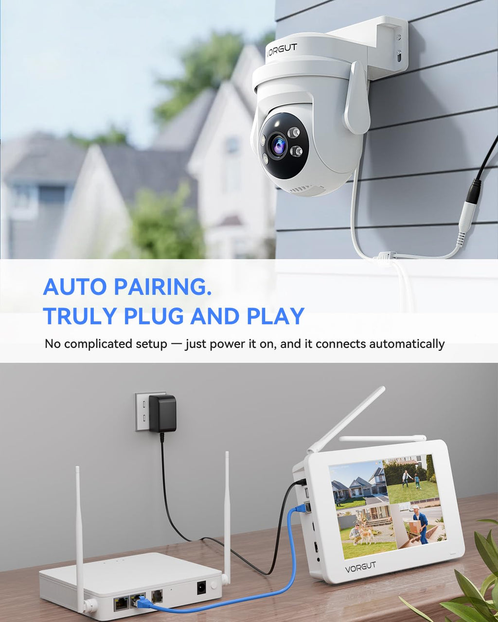 Wireless Security Camera System with 10" Monitor, 2X 5MP PTZ Camera