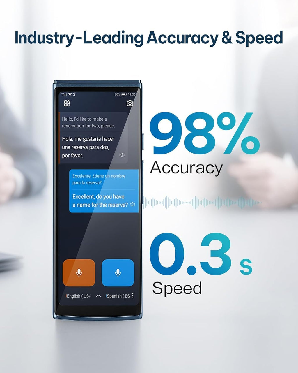 iFLYTEK AI Language Translator Device, Real-Time Two-Way Voice Translator