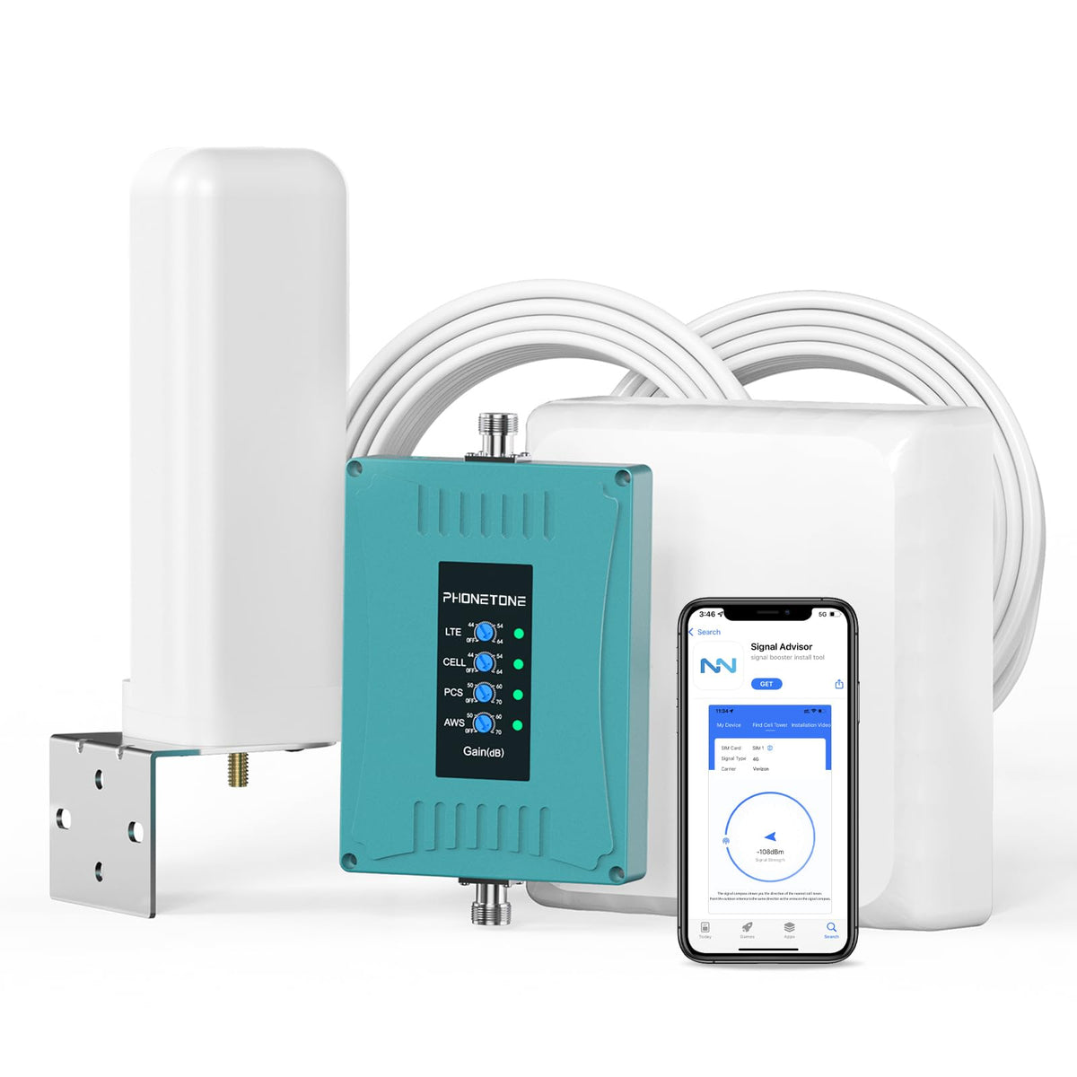 Cell Phone Booster for Home | Up to 5,500 sq ft | Boost 5G 4G LTE & 3G Signals on Band 2 4 5 12 13 17 | Compatible with All US&CA Carriers - Verizon,ATT, T-Mobile & More | FCC Approved