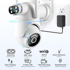 Wireless Security Camera System with 10" Touchscreen Monitor, 2K Dual Lens
