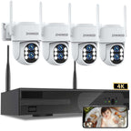Wireless Security Camera System Outdoor: Dual Lens 6MP 10X Hybrid Zoom Auto-Track PTZ 4PCS 4K 10CH DVR with 1TB HDD for Home Security